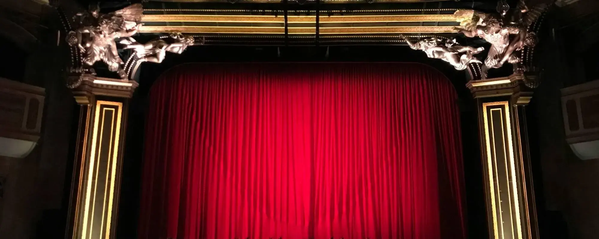 Stage with a red curtain